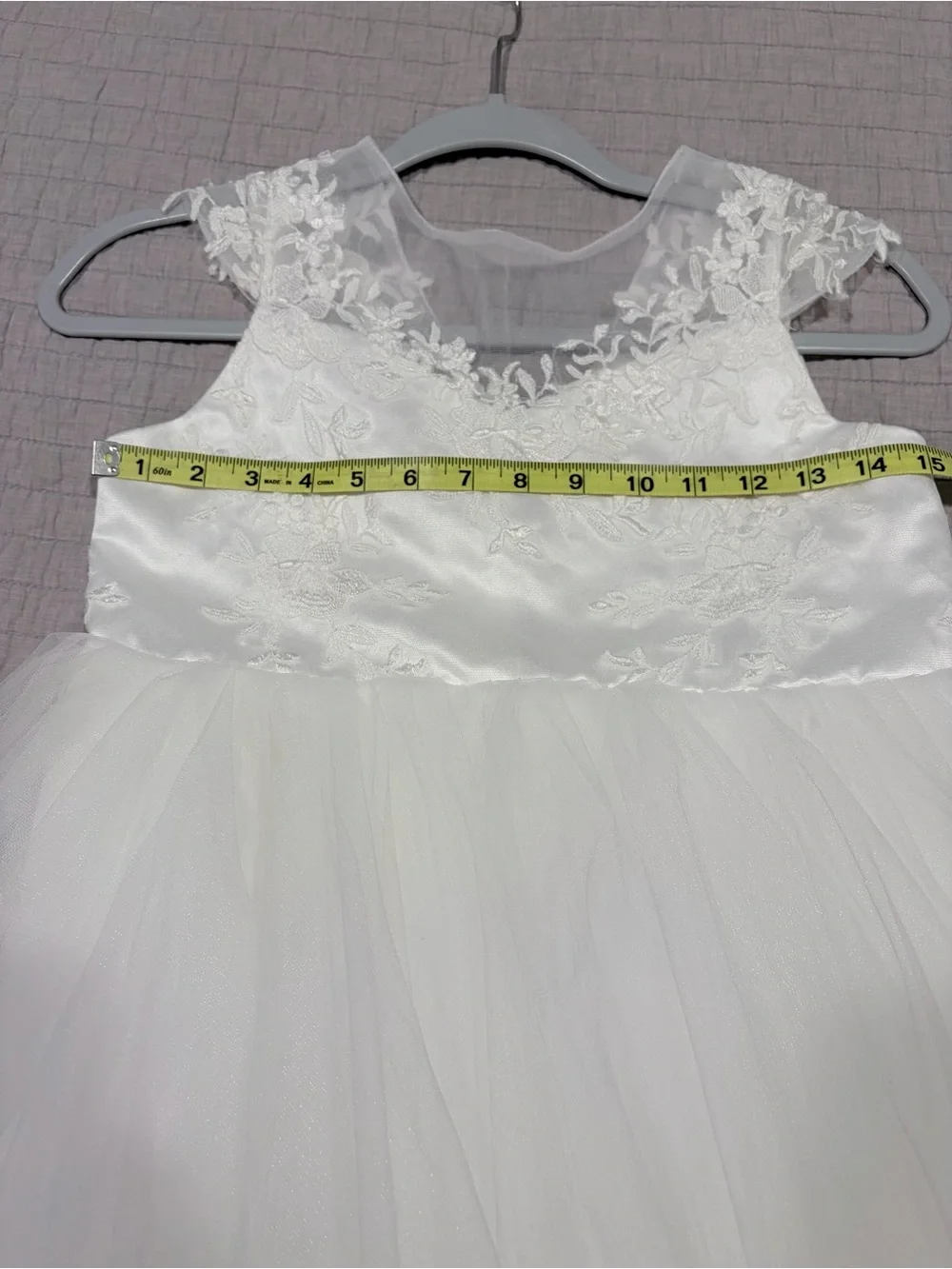 White Lace & Tulle Flower Girl Dress Girls Size 8/10